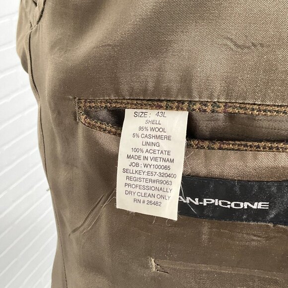 Evan Picone Blazer Men 43L Brown Green Purple Tan Plaid Wool Cashmere Jacket VTG - Picture 9 of 16